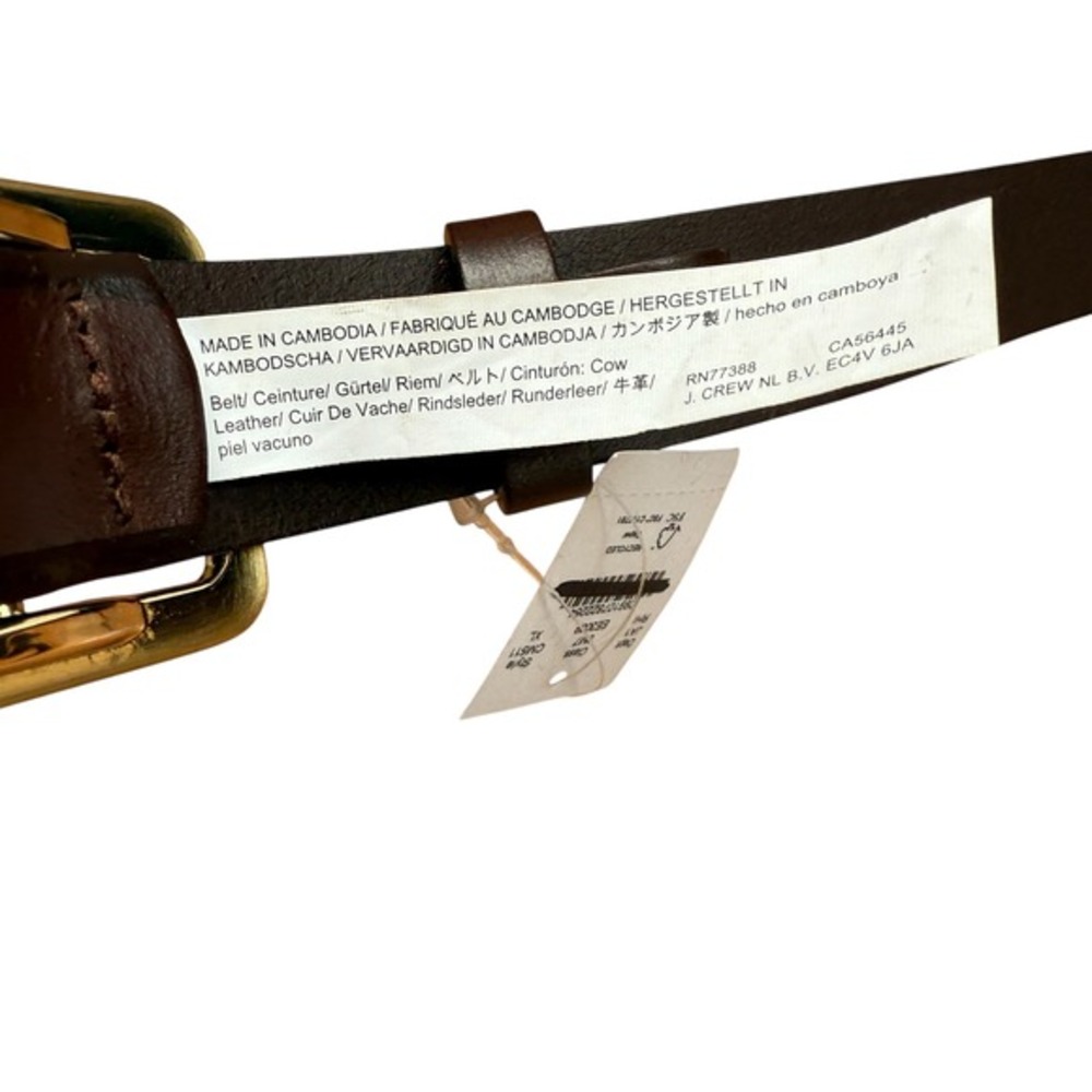 J CREW Italian leather rectangle belt XL brown - Picture 2 of 6